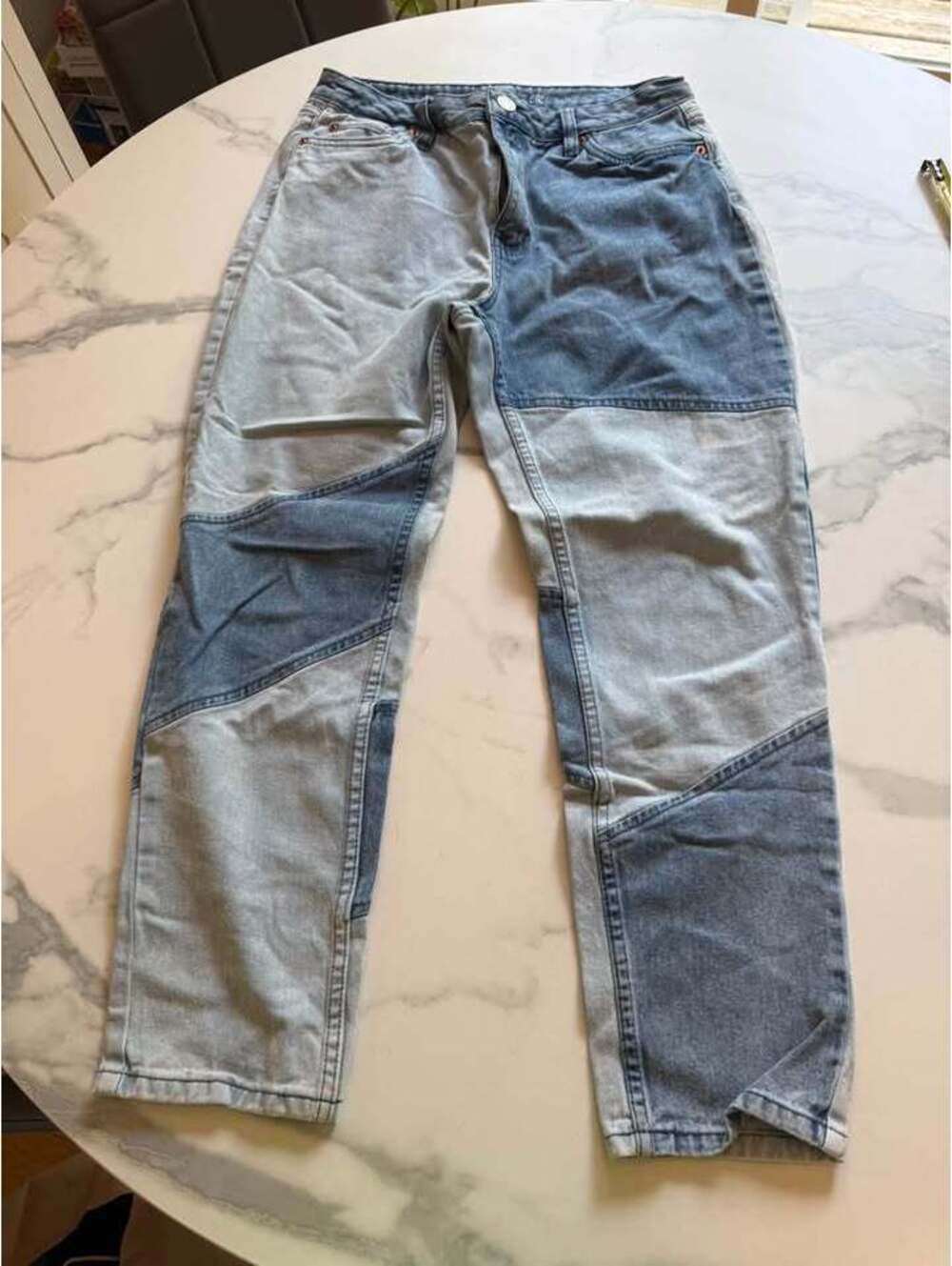 Aéropostale Two-Tone Patchwork Baggy Jeans – Y2K Light Wash